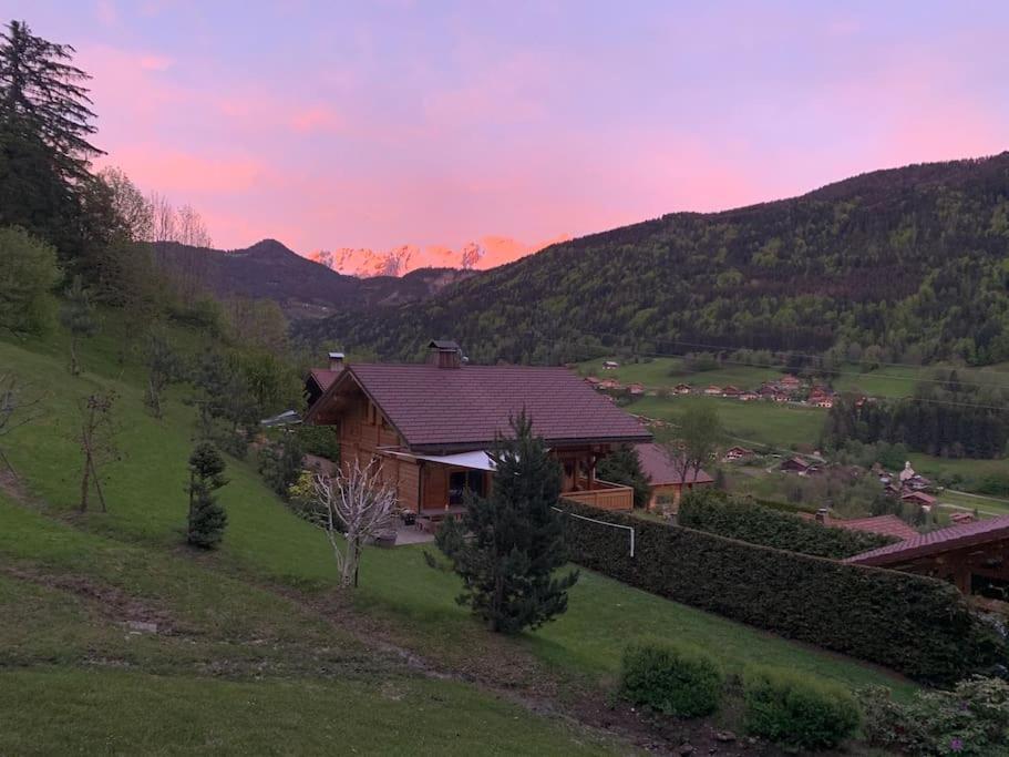 Androsace Appartement Dans Chalet Bois Avec Jacuzzi Privatif Terrasse Et Vue Montagne Les Villards-sur-Thônes 外观 照片