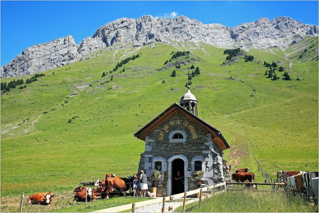 Androsace Appartement Dans Chalet Bois Avec Jacuzzi Privatif Terrasse Et Vue Montagne Les Villards-sur-Thônes 外观 照片