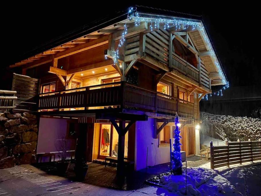 Androsace Appartement Dans Chalet Bois Avec Jacuzzi Privatif Terrasse Et Vue Montagne Les Villards-sur-Thônes 外观 照片